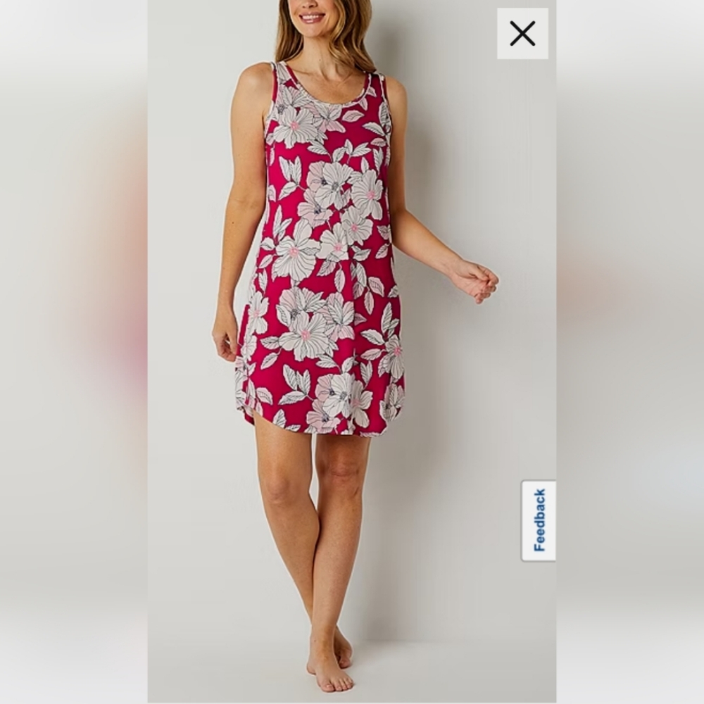 Liz Claiborne NIGHTSHIRT nightgown SLEEVELESS like new PINK FLORAL sleepwear